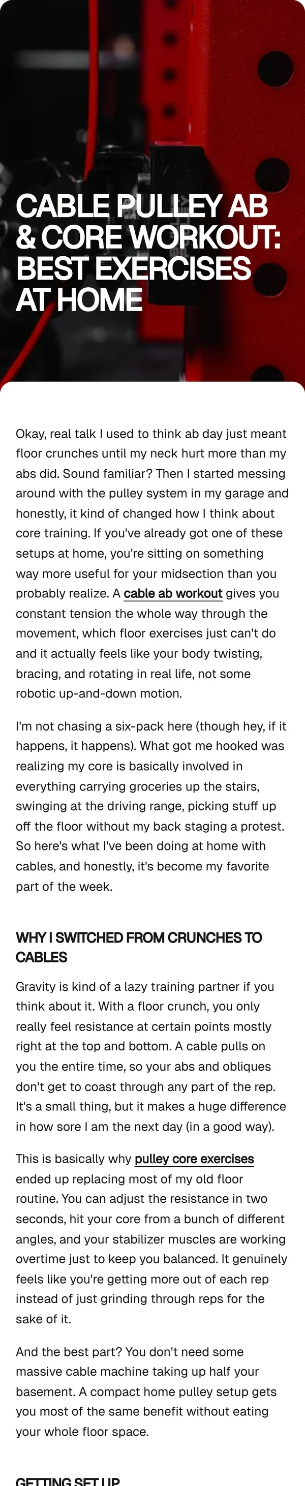 Bullet Pulley article we wrote: a cable pulley ab and core workout, the best exercises at home