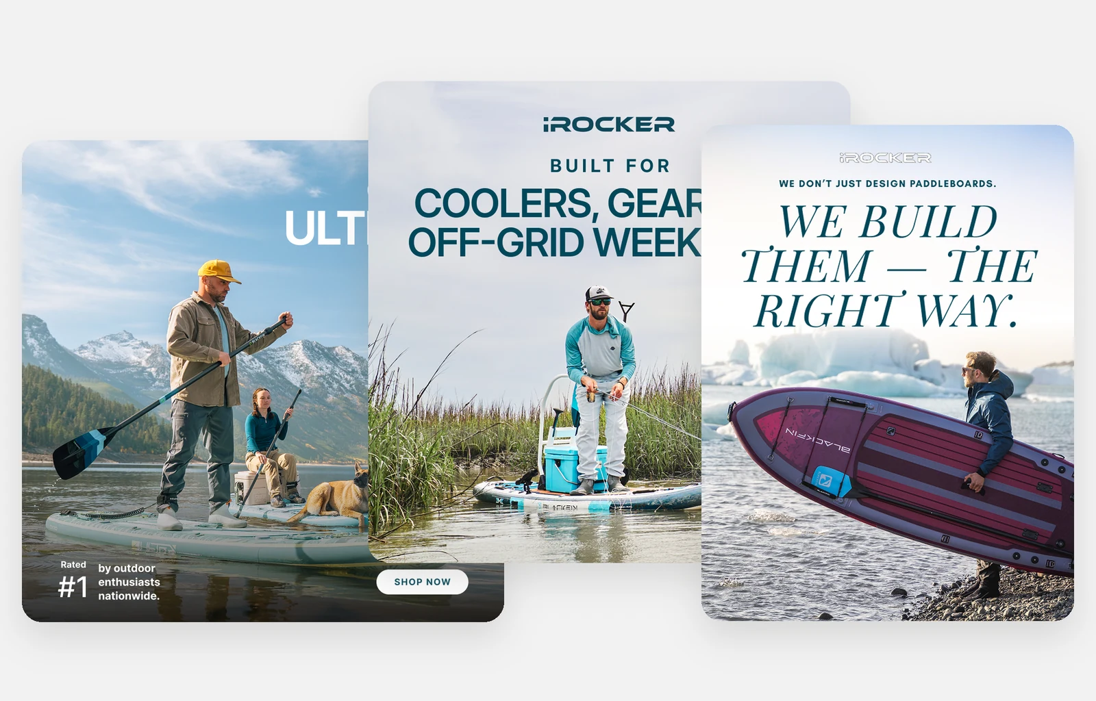 Two iROCKER ads and the email We build them, the right way