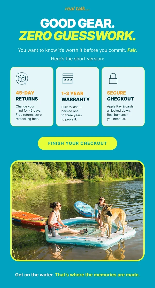 iROCKER cart email: Good gear. Zero guesswork.